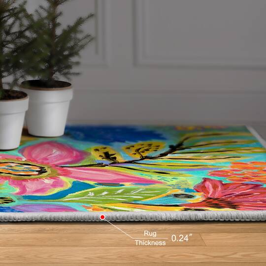Empire Art Direct 5ft. x 7.5ft. Secret Garden Floral II B Tapis D'Art Washable Area Rug